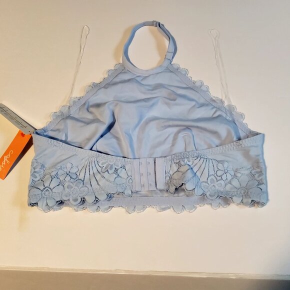 Light Blue Lace Bralette Size XL By Colsie Adjustable Halter Strap - Picture 4 of 7
